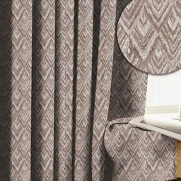 HOMEBREW FURNISHINGS Coffee Brown Geometric Printed 2 Pieces Black Out Door Curtains image 3