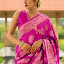 Subham Woven Design Zari Silk Blend Banarasi Saree-picture-7
