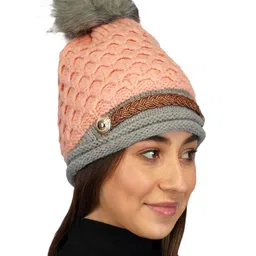 iSWEVEN Unisex Self Design Woollen Beanie Cap image 4