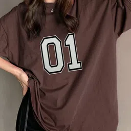 SZN Varsity Printed Round Neck Drop Shoulder Sleeves Oversized T-shirt image 4