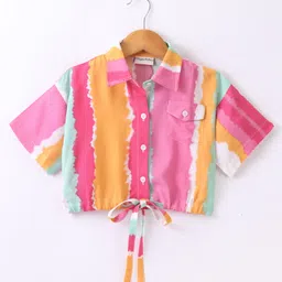CrayonFlakes Half Sleeves Tie Dye Crop Top - Pink-picture-27