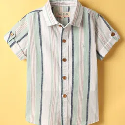 JASH KIDS Cotton Woven Half Sleeves Striped Shirt - Multicolour-picture-15