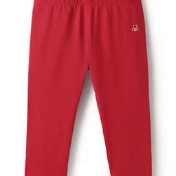 UCB Cotton Knit Full Length Solid Colour Leggings - Red-image-34