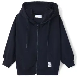 kookie kids india Kookie Kids Terry Knit Full Sleeves Solid Color Hooded SweatJacket - Black-picture-26