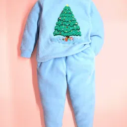 Cherry Crumble By Nitt Hyman Knit Full Sleeves Tree Patch Detailed Winter Night Suit Set - Multi Colour-picture-17