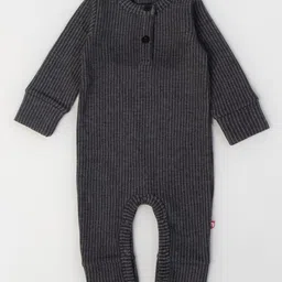Nino Bambino Organic Cotton Knit Full Sleeves Striped Romper - Grey-picture-23