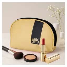 QIPS Semi-Circle PU-coated Cosmetic & Makeup Utility Bag | Travel Pouch - Cream image 2