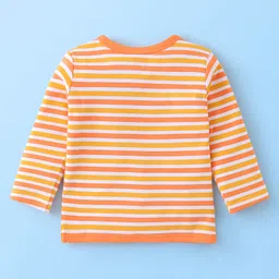 Babyhug 100% Cotton Knit Full Sleeves Front Open Vests Stripes & Animal Print Pack of 3 - Orange Green & White image 3