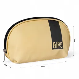 QIPS Semi-Circle PU-coated Cosmetic & Makeup Utility Bag | Travel Pouch - Cream image 3