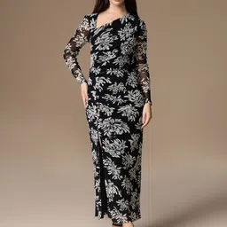 Kazo Women Abstract Printed Long Sleeve Bodycon Maxi Dress-picture-46