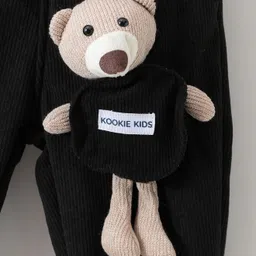 Kookie Kids Full Length Lounge Pants With 3D Teddy Applique - Black image 4