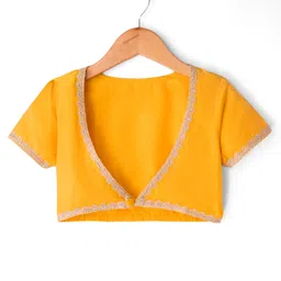 Pine Kids Woven Half Sleeves Shrug & Ethnic Gown with Floral Foil Print - Purple & Mustard image 4