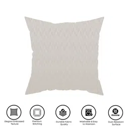 LINENWALAS Happy Sleeping Cream 2 Pieces Geometric Square Cushion Covers image 2