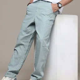 The Roadster Life Co. Men Relaxed Fit Pure Cotton Cargos Trousers-image-93