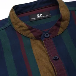 HERE&NOW Men Slim Fit Opaque Striped Casual Shirt image 2