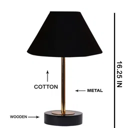 Devansh Black Textured Wood Contemporary Frusturical Shaped Table Lamp image 3