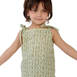 Tiny Bunnies Girls Printed Shoulder Straps Pure Cotton Top With Skirt image 3