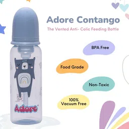 Adore Blue & Transparent Printed Ventilated Anti-Colic Stem Baby Feeding Bottle- 250ml image 5