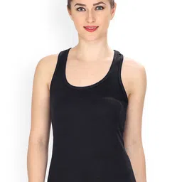 Friskers Women Black Solid Tank Pure Cotton Top-image-67
