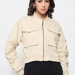 People Women Crop Tailored Jacket with Embroidered image 3