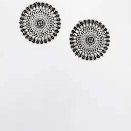 Anouk German Silver Plated Traditional Oxidised Circular Studs image 2