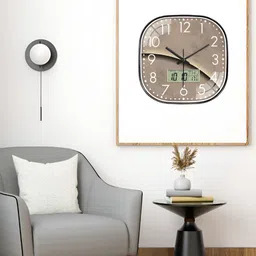 Star work Brown & BlackDigital Square Shaped Contemporary Wall Clock image 5
