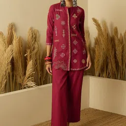 Anouk Women Embroidered Tunic and Trousers Co-Ord Set-image-95