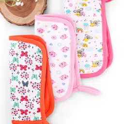 Babyhug Cotton Double Layer Wash Cloth Animal & Floral Print Pack of 3 - Multicolor-picture-13