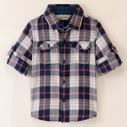 INFINITY Cotton Woven Full Sleeves Checked Shirt - Blue-image-91
