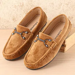 Pine Kids Slip On Party Wear Shoes with Applique - Tan-picture-27