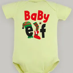 FFlirtygo Christmas Theme Cotton Half Sleeves Baby Elf Printed Onesie - Green-picture-21