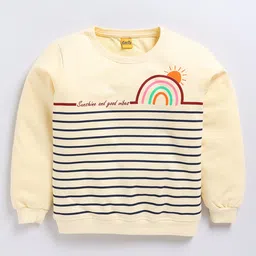 Kidcity Full Sleeves Rainbow Printed Sweatshirt - Butter-image-42