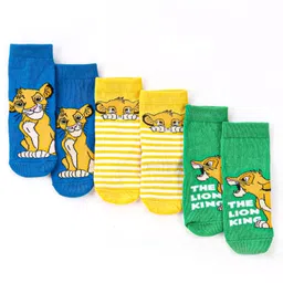 Cute Walk by Babyhug Disney Knit Ankle Length Antibacterial Socks With Lion King Graphics Pack Of 3 - Green Yellow & Blue-picture-27