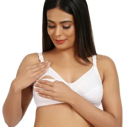 Mine4Nine Knit Solid Maternity Non Padded Bra With Nursing Access - White-picture-23