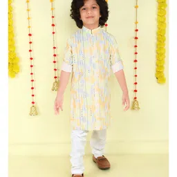 Ministitch Cotton Woven Full Sleeves Mirror Work Embroidered & Tie Dye Kurta Pyjama Set - Green-picture-13