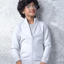 CRIMSOUNE CLUB Cotton Woven Full Sleeves Solid Light Winter Jacket - Grey-picture-13