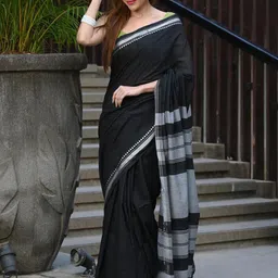 TITHI SAREES Pure Cotton Khadi Saree image 3