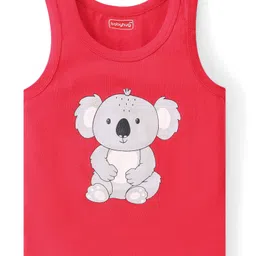 Babyhug 100% Cotton Sleeveless Sando Teddy & Koala Bear Print Pack of 3 - Multicolour image 2
