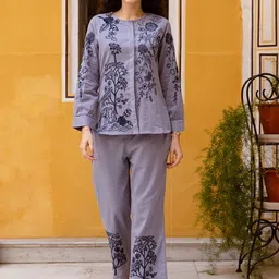 Aadews Embroidered Top With Trouser Co-Ords-picture-24