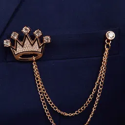 To The Nines Gold-Plated Artificial Stone Studded Crown Brooch-picture-30
