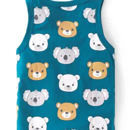 Babyhug 100% Cotton Sleeveless Sando Teddy & Koala Bear Print Pack of 3 - Multicolour image 4