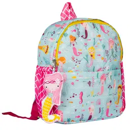Rosada Mermaid Printed Backpack for Kids With Matching Keychain hanging, Waterproof Trendy and Spacious Kids Backpack, Stylish Bag for Kids - Small(10 Inches) image 5