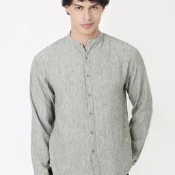Blnk Relaxed Fit Mandarin Collar Textured Shirt-picture-17