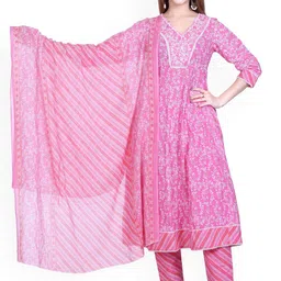 WOOL 4U Women Floral Embroidered Regular Kurta with Trousers & With Dupatta-picture-38