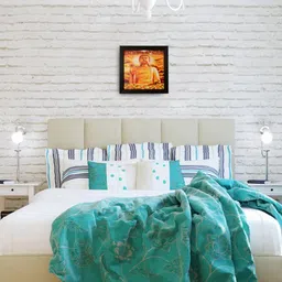 eCraftIndia Orange Blessing Buddha UV Wall Art-image-85