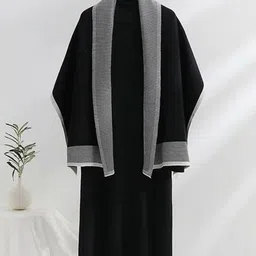 miss mosa by akanksha Alamode By Akanksha Black Shirley Statement Winter Dress with Stole-picture-32