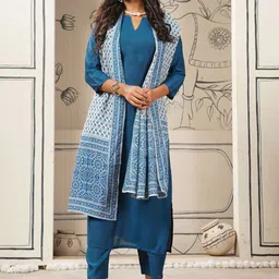 KALINI Women Solid Kurta with Palazzo & Dupatta image 4