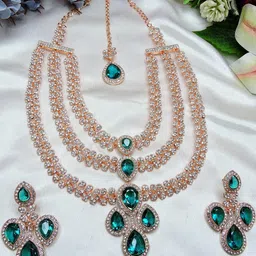 VATSALYA creation Rose Gold-Plated Artificial Stones Alloy Jewellery Set image 1