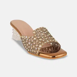 Rubeezz Embellished Square Toe Block Sandals-picture-30