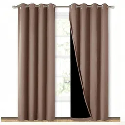 BFAM Brown Set of 2 Black Out Long Door Curtain-picture-28